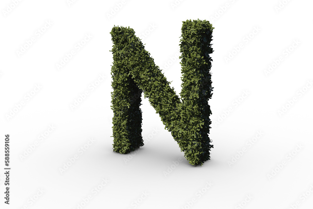 Letter n made of leaves Letter n made of leaves