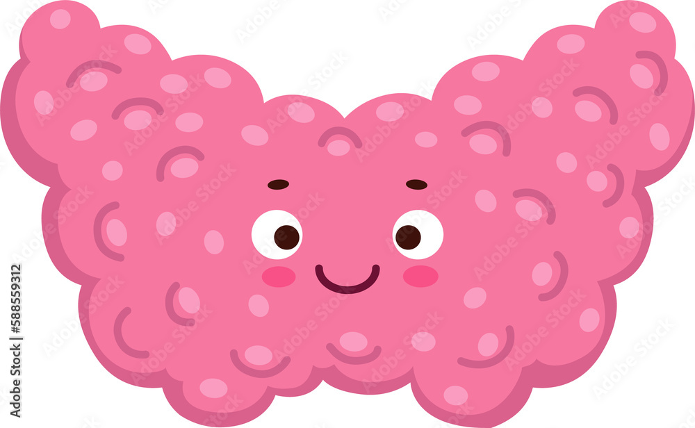Cartoon thyroid gland human body organ character Cartoon thyroid gland human body organ character