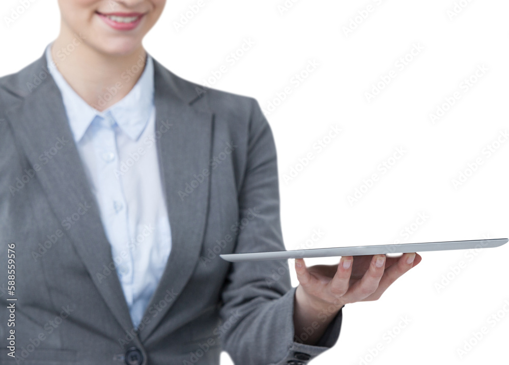 Smiling businesswoman holding digital tablet Smiling businesswoman holding digital tablet