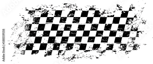 Grunge race flag, vector checkered sport racing photo