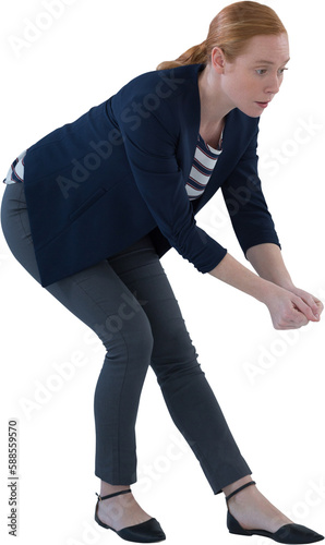 Woman pretending to hold an invisible object