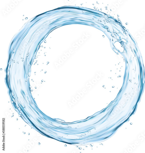 Round water splash Isolated blue liquid frame
