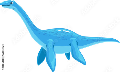 Cartoon plesiosaur dinosaur, underwater lizard photo