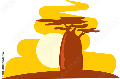 Fotografi Africa icon adansonia baobab tree silhouette
