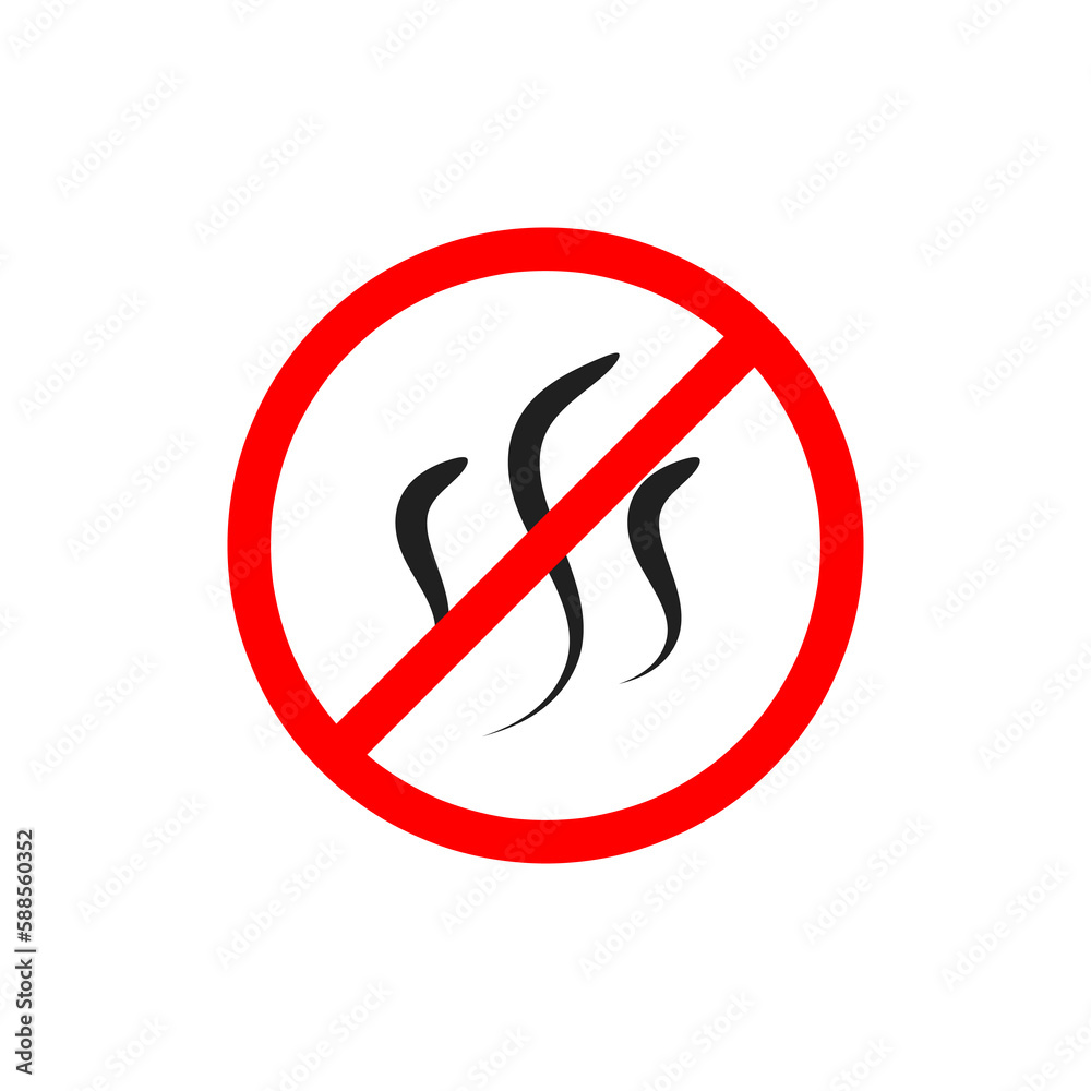 Strong flavors are forbidden symbol vector icon. No bad smells icon on white background..eps Strong flavors are forbidden symbol vector icon. No bad smells icon on white background..eps