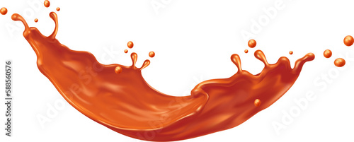 Caramel sauce wave splash, toffee syrup or fudge