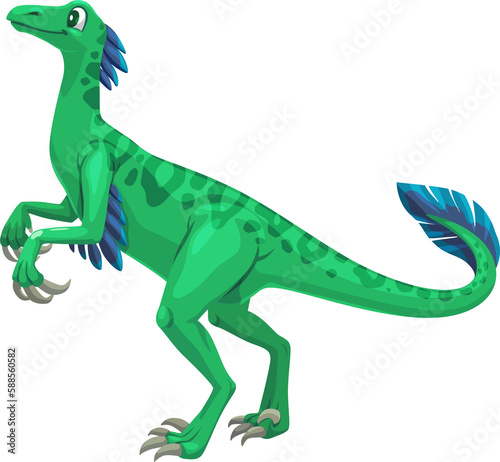 Cartoon troodon dinosaur isolated vector character