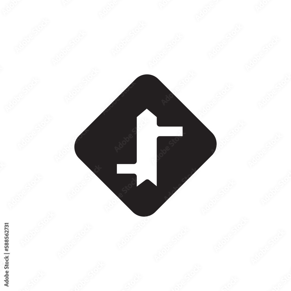 Minor Right Road Outline Icon Minor Right Road Outline Icon