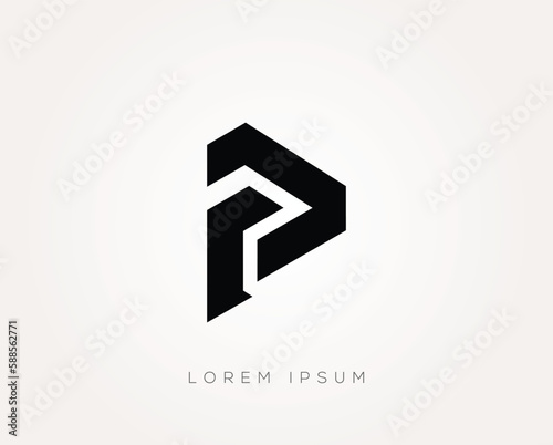 Creative P letter logo design  template illustration