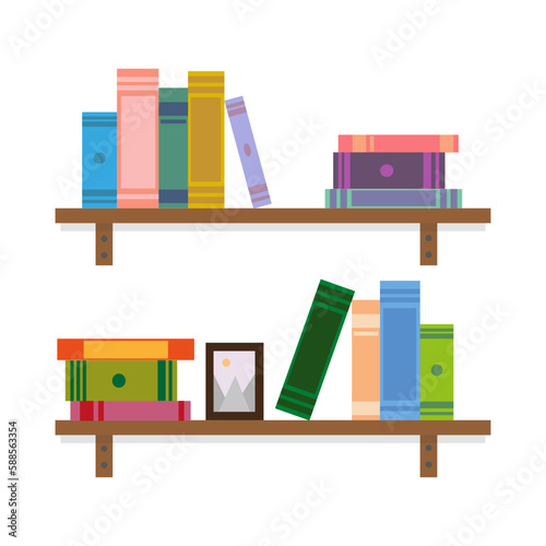 cartoon book cover. cartoon bookshelves. Vector illustration.