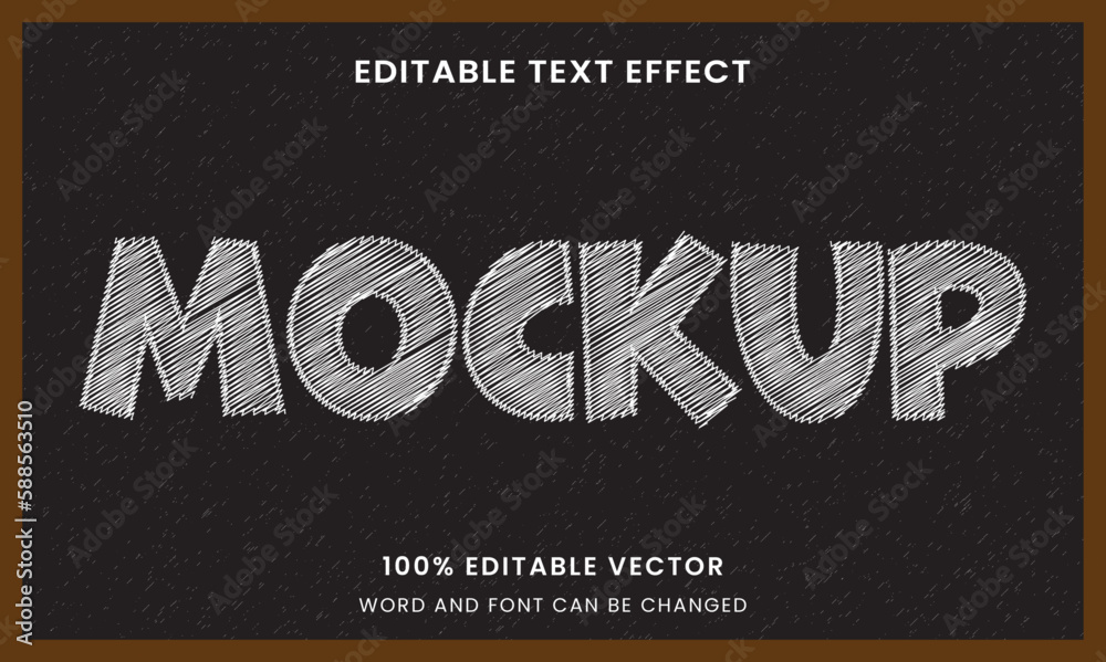 sketch chalk board logo mock up template Editable text Effect Stock