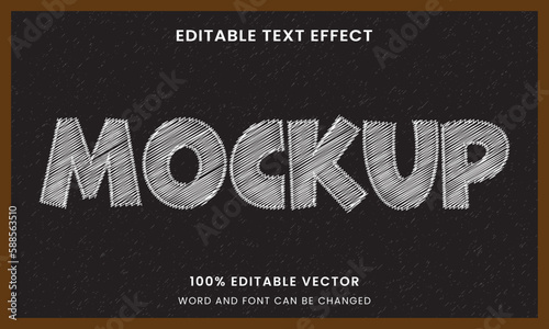 sketch chalk board logo mock up template Editable text Effect