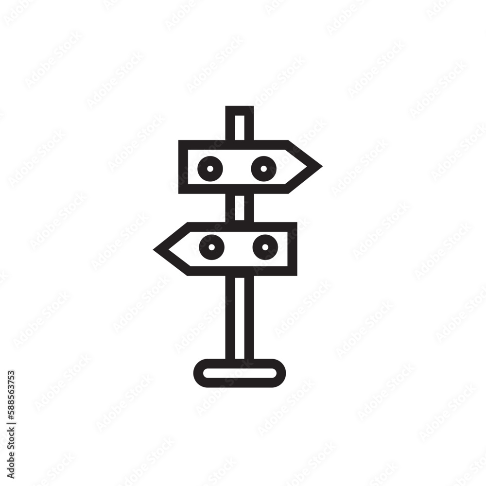Street Sign Post Outline Icon