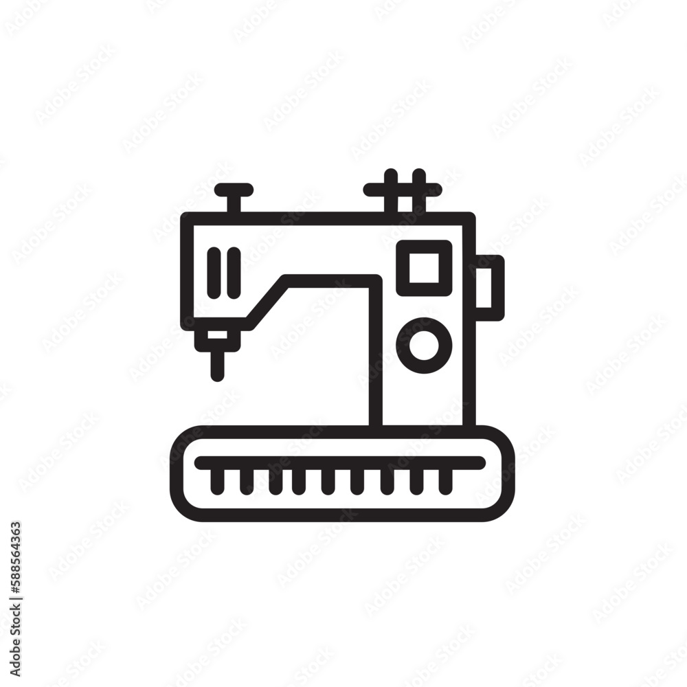 Obraz premium Machine Over Sewing Outline Icon