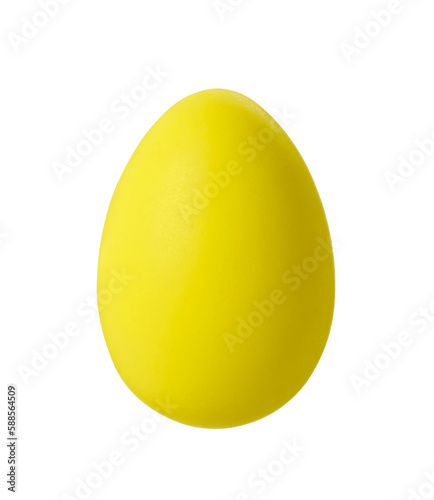 One yellow Easter egg isolated on white