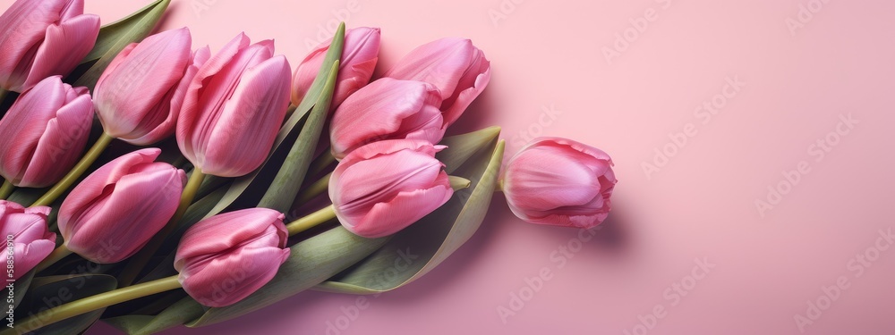 Elegant Mother's Day banner with a pink tulip display Elegant Mother's Day banner with a pink tulip display