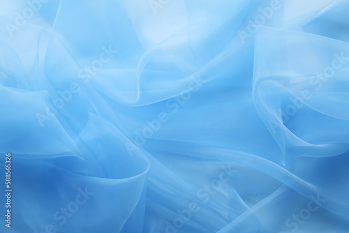 Fotografía Beautiful light blue tulle fabric as background, closeup