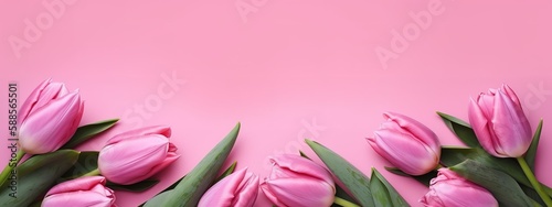 Soft pink Mother s Day banner featuring tulip bouquet