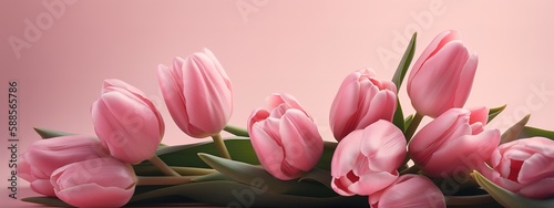 Monochromatic pink tulip arrangement for Mother s Day banner