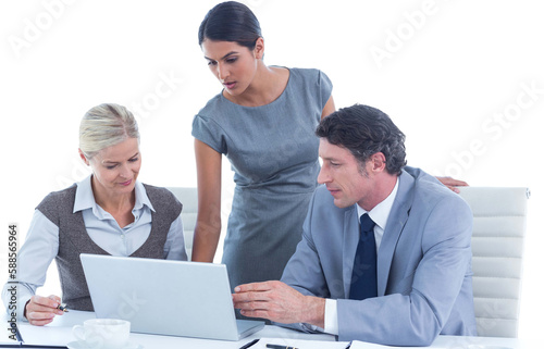 Business people using laptop