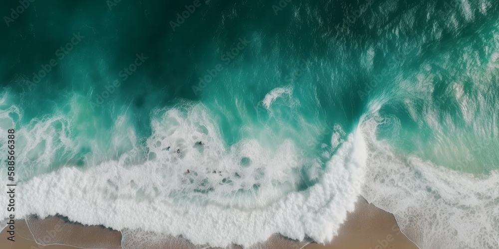 Aerial perspective of white wave splash in the deep sea