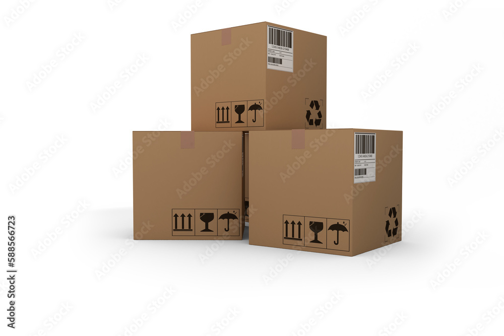 Computer graphic image of cardboard boxes Computer graphic image of cardboard boxes