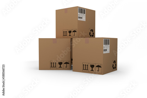 Computer graphic image of cardboard boxes