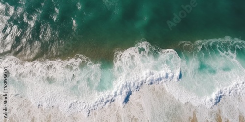 Gorgeous drone photo of white waves in tropical waters