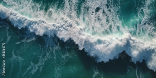 Spectacular top view of tropical sea waves from drone © Fernando