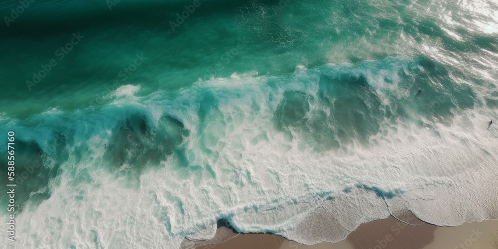 Obraz premium Tropical beach and sea waves captured by drone
