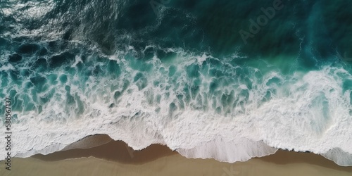 Tropical beach and sea waves captured by drone