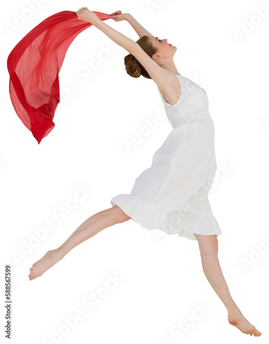 Fototapeta Naklejka Na Ścianę i Meble -  Young beautiful female dancer with red scarf