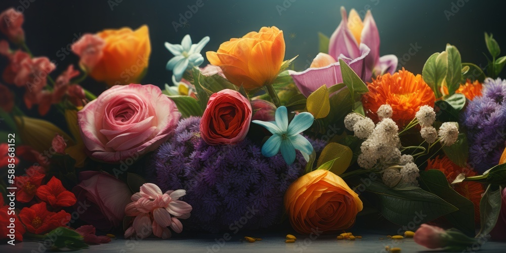 Eye-catching floral arrangement in Mother's Day spring banner