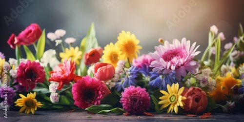 Wallpaper Mural Springtime Mother's Day banner featuring mixed flowers Torontodigital.ca