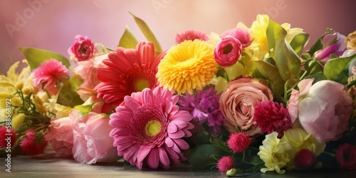 Eye-catching floral arrangement in Mother s Day spring banner
