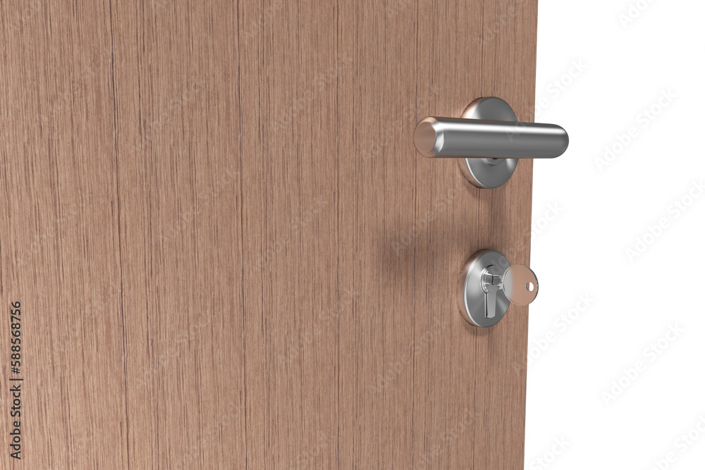 Fototapeta premium Brown door with key