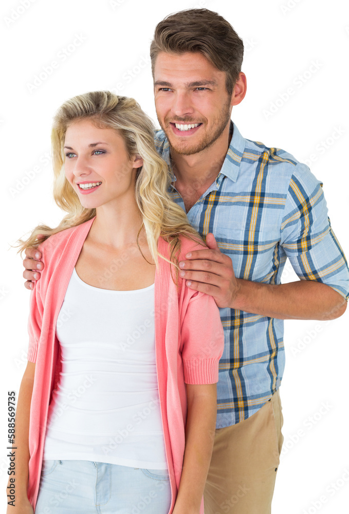 Attractive young couple smiling together Attractive young couple smiling together