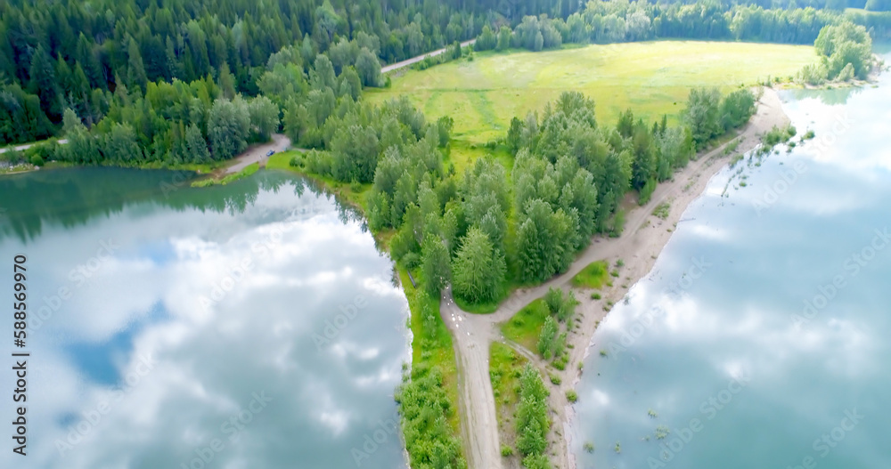 Fototapeta premium High angle view of trees amidst lake