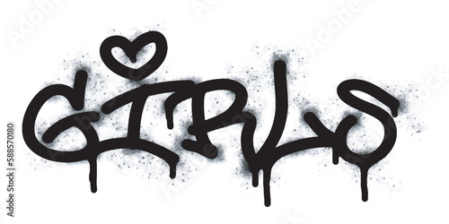 graffiti girl word and symbol sprayed in black