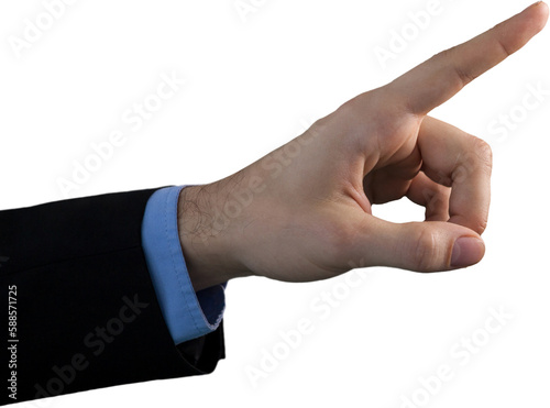 Cropped hand of businessman touching invisible interface