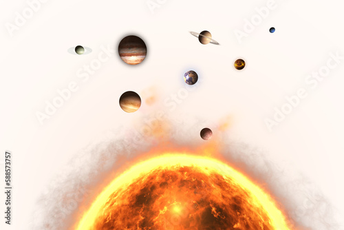 Composite image of planets over sun