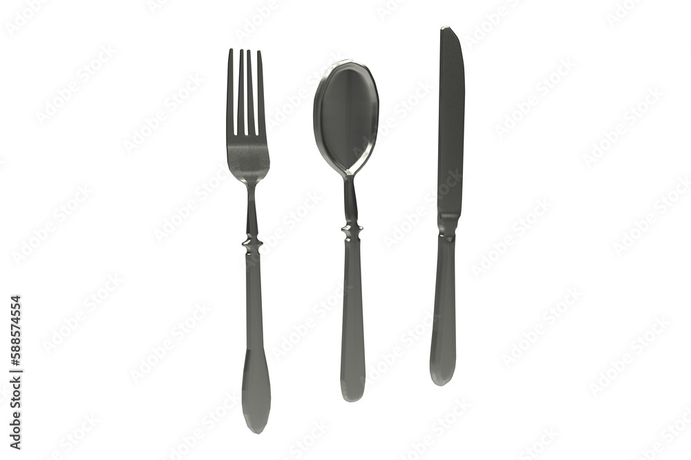 Spoon with fork and table knife Spoon with fork and table knife
