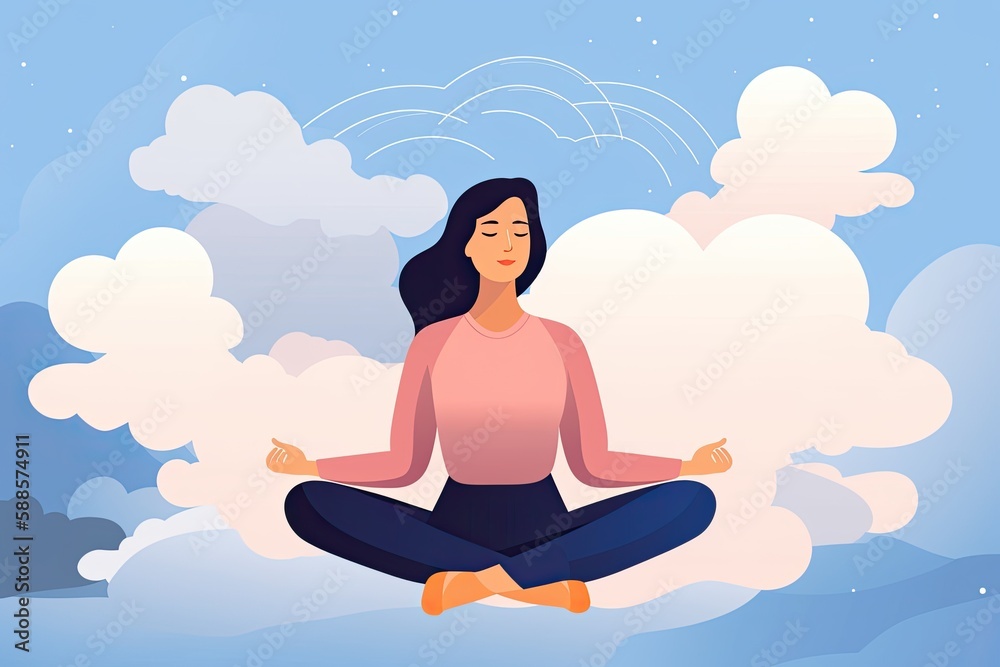 illustration that depicts the benefits of practicing meditation or mindfulness for mental and emotional well-being