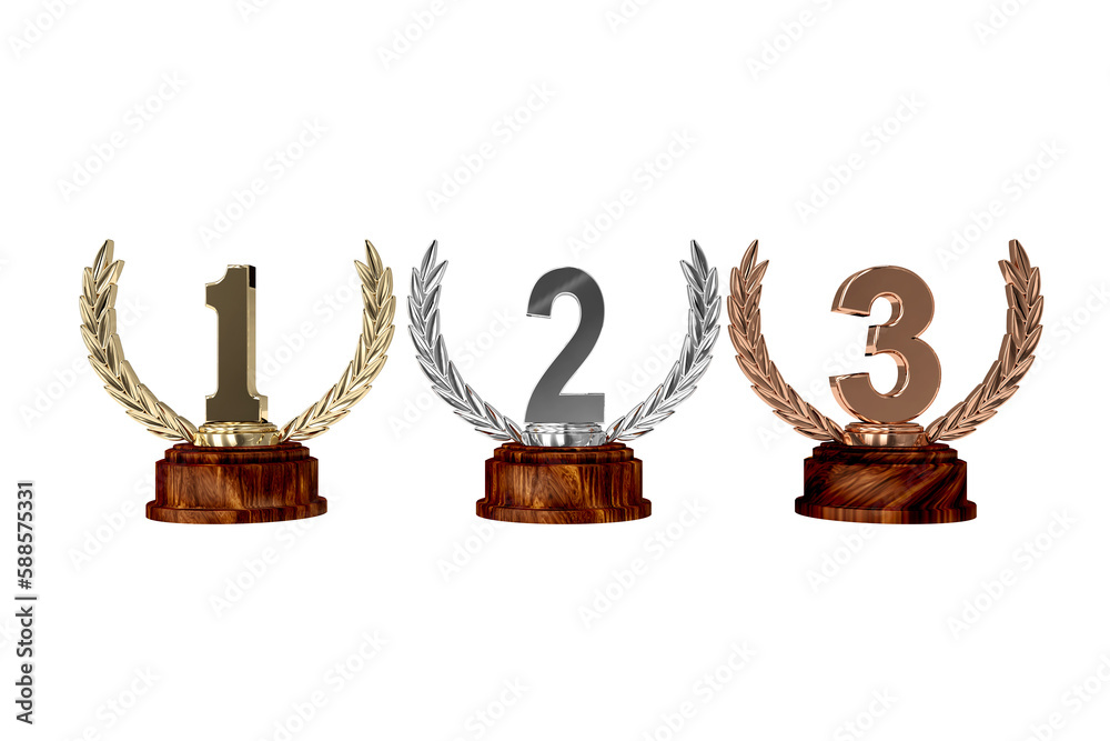 Trophies on white background Trophies on white background