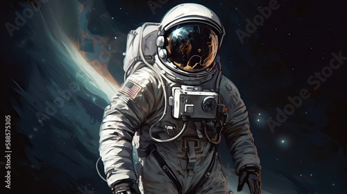 awe-inspiring digital illustration of an astronaut spaceman - AI Generated