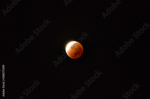 Full lunar eclipse, blood moon, red moon, space.  © Emilio