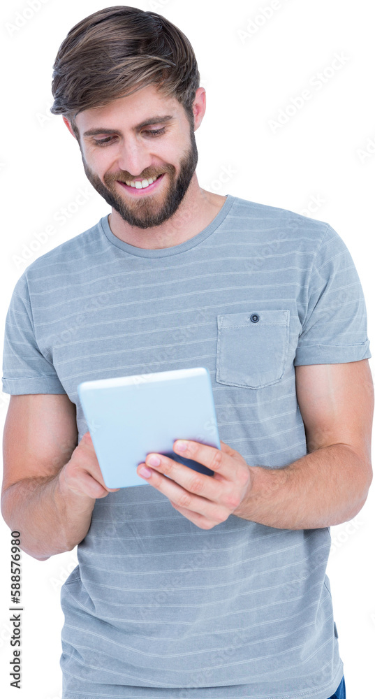 Smiling young man using digital tablet Smiling young man using digital tablet