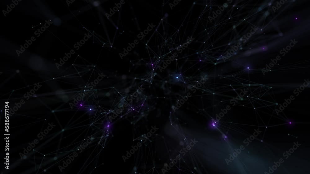 Neurons are transmitting signals. Coloured flashes where neurons connect on a black background. Neurons are transmitting signals. Coloured flashes where neurons connect on a black background.