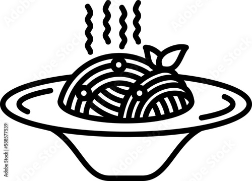 spaghetti icon, line icon style, pasta italian bolognese symbol vector stock.