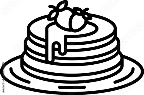 pancake icon, line icon style, brunch food dessert symbol vector stock.